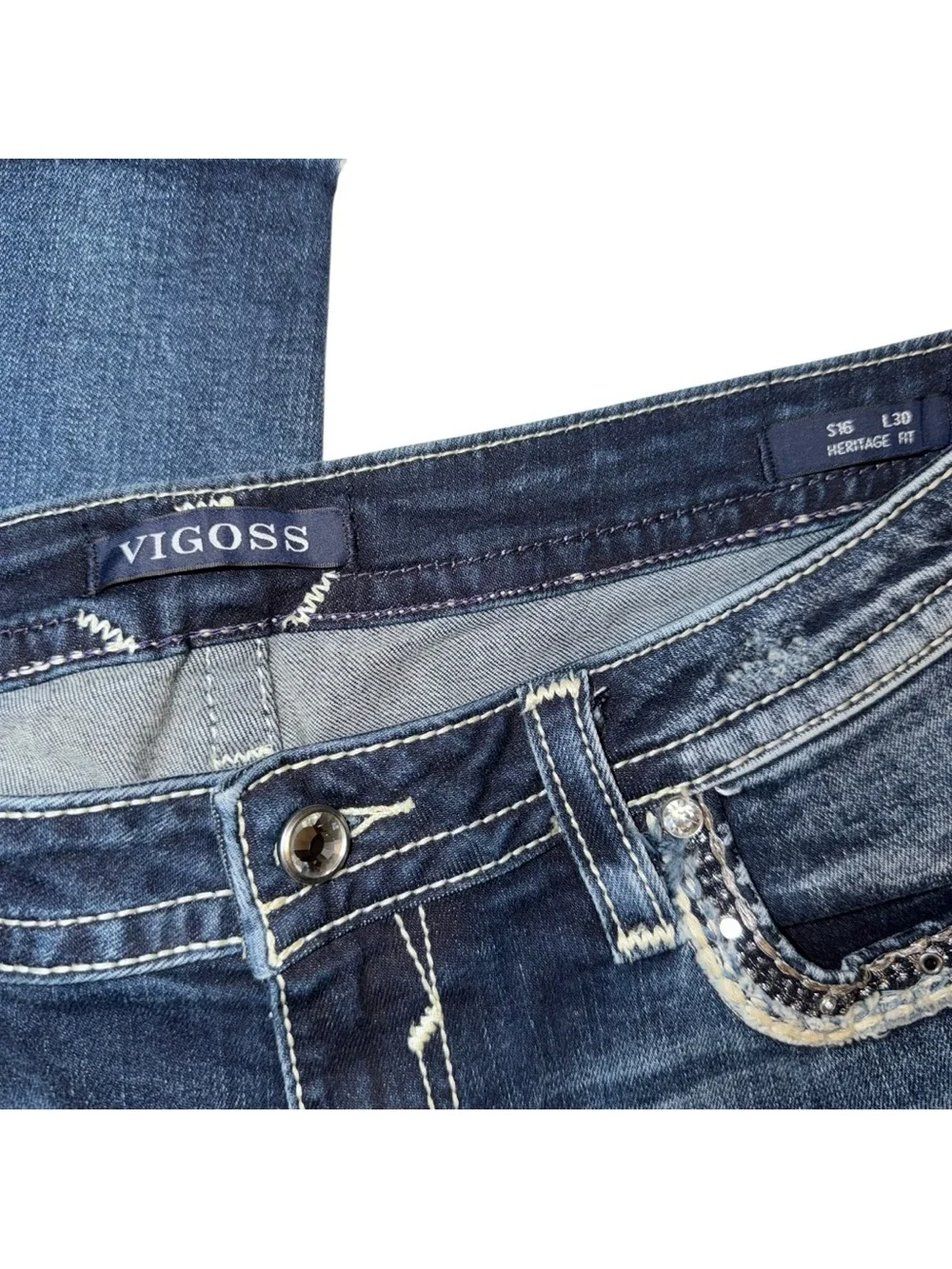 Vigoss Women’s Distressed Mid Blue Bootcut Jeans